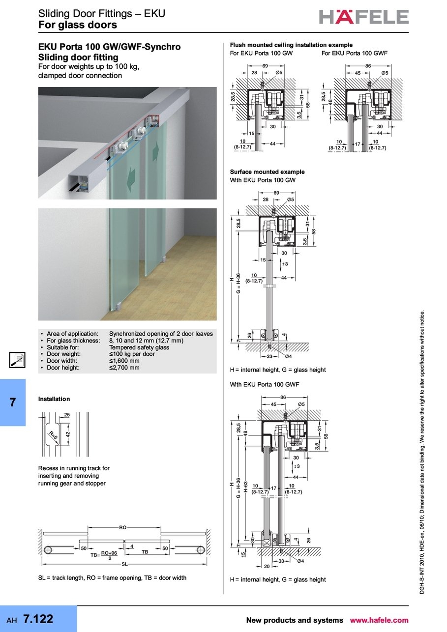 Hafele Recessed Sliding Door Track909 X 1286