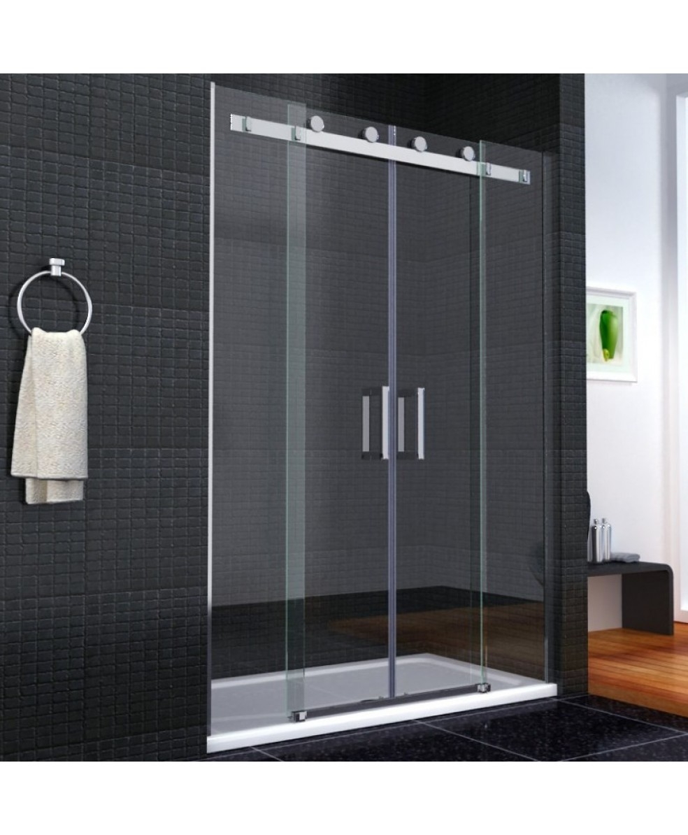 Frameless Double Sliding Shower Doorsaqua i8 frameless double sliding shower door 1600mm x 1950mm high