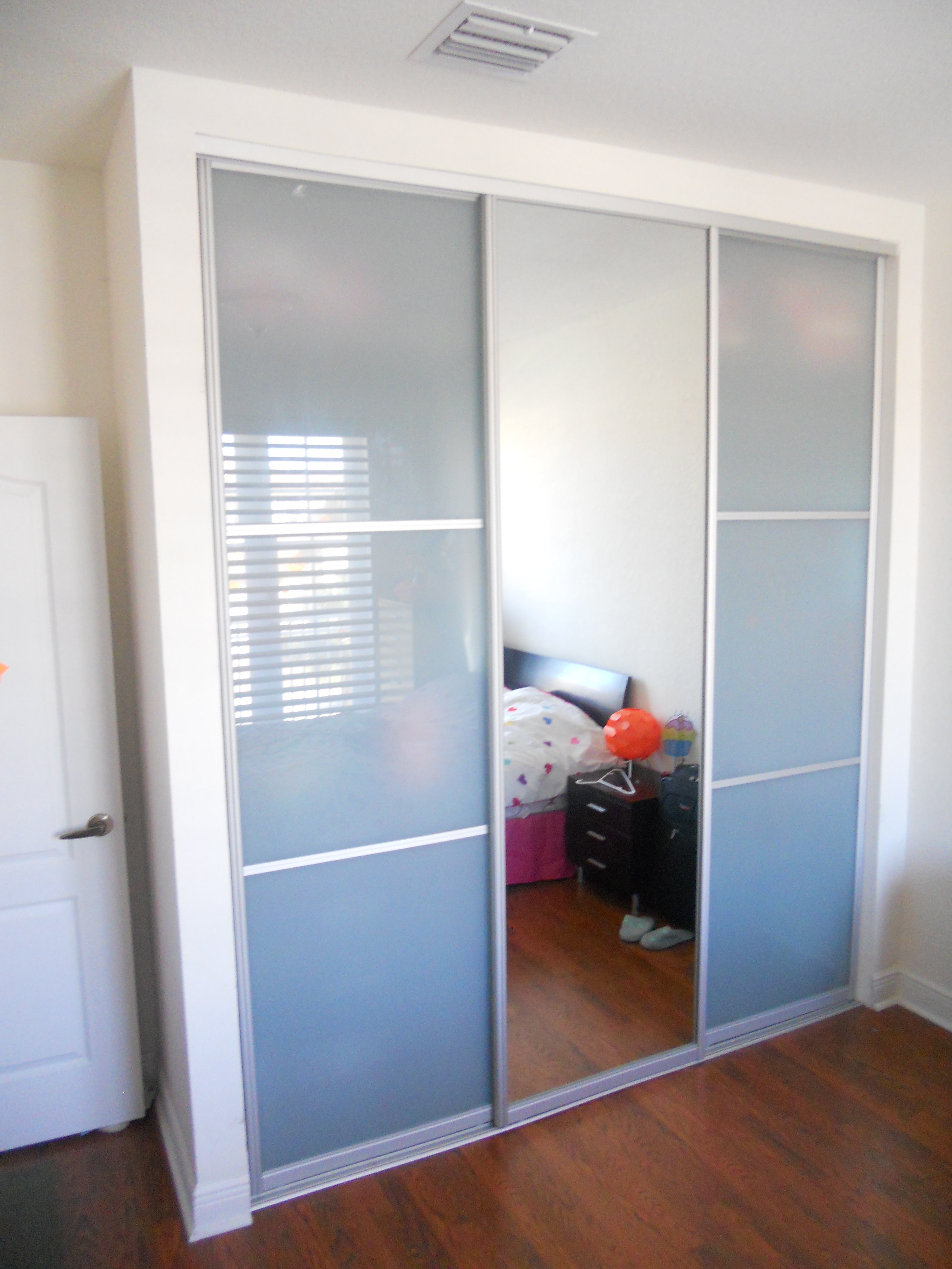 Triple Sliding Glass Closet Doorswonderous sliding closet doors with frosted glass roselawnlutheran