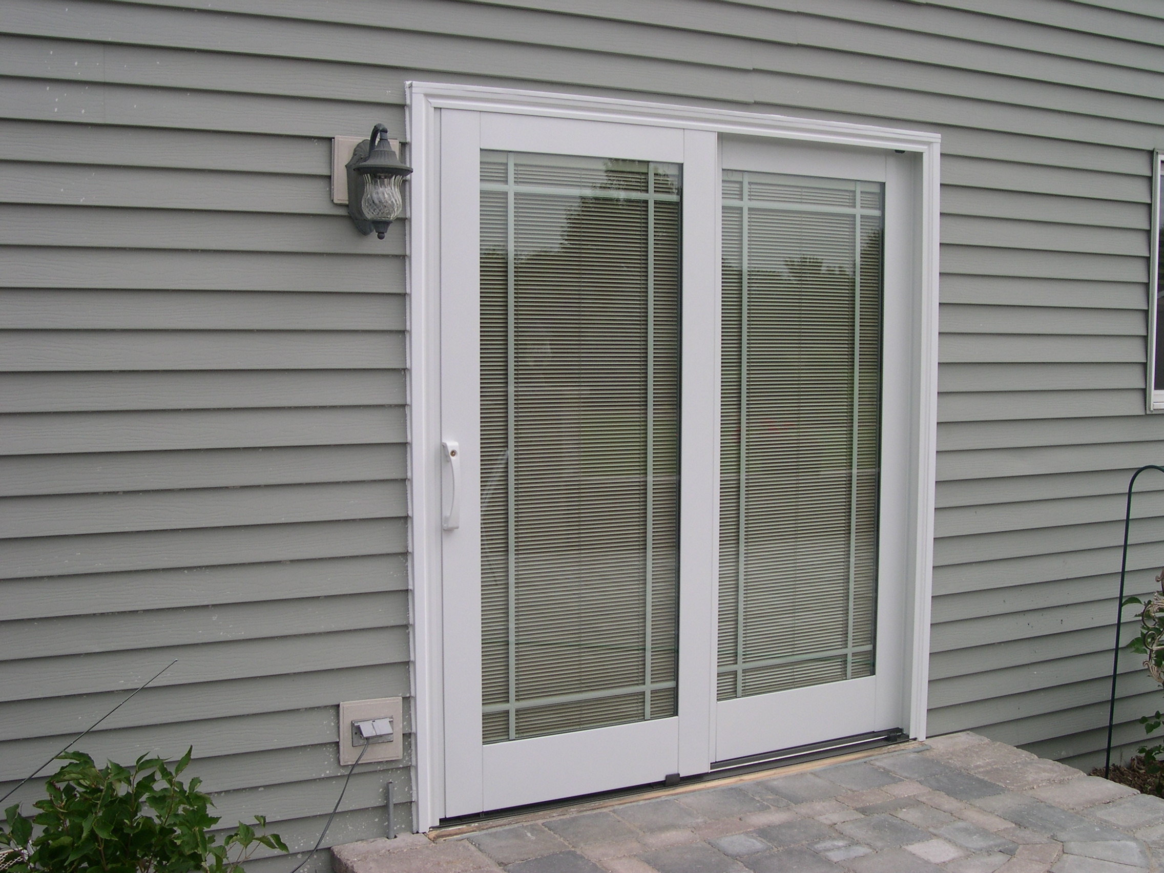 Wood Sliding Door With Blinds Between Glass