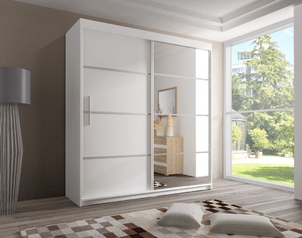 White Sliding Door Wardrobe With Mirror1000 X 790