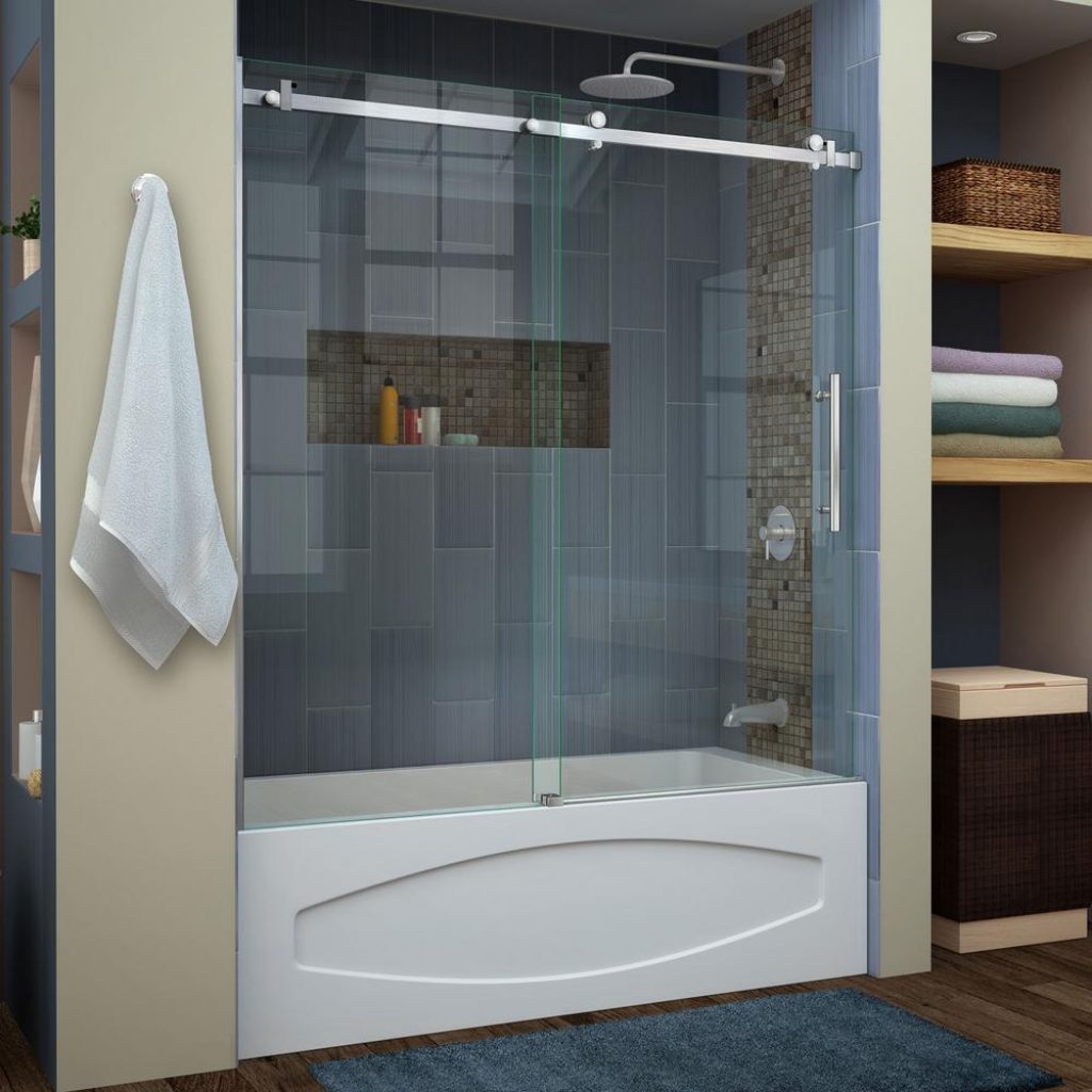 Frameless Sliding Tub Shower Doorsdreamline enigma air 56 in to 60 in x 62 in frameless sliding