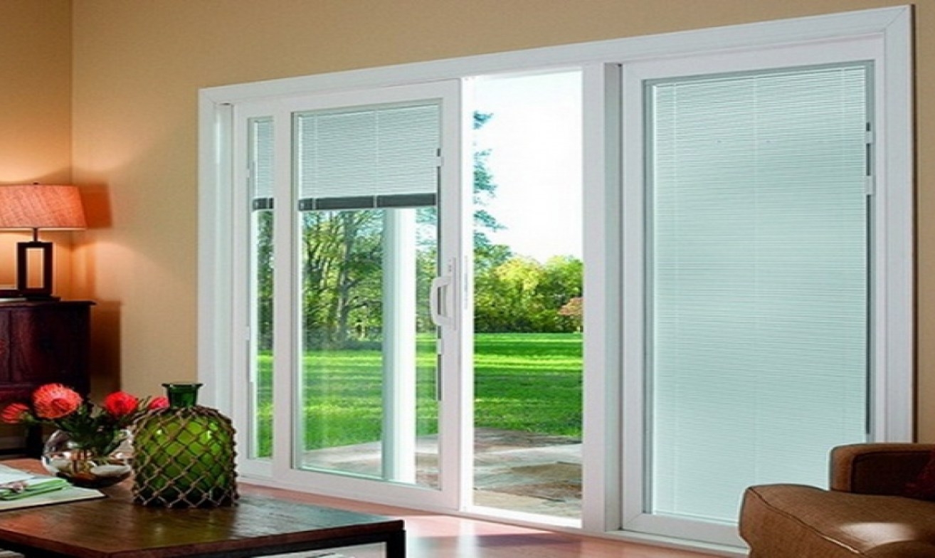 3 Panel Sliding Glass Door With Blindsdoor amazing 3 panel sliding patio door with blinds images