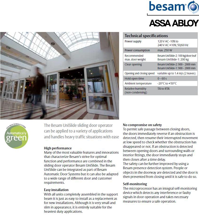 Besam Unislide Automatic Sliding Doors