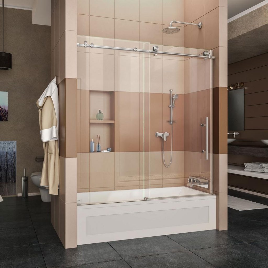 Frameless Sliding Tub Door Hardwaredreamline enigma x 56 in to 59 in x 62 in frameless sliding tub