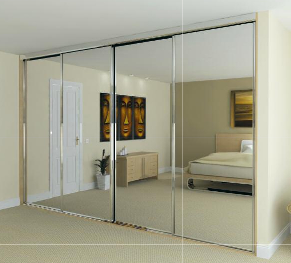 White Sliding Mirror Wardrobe Door Kit