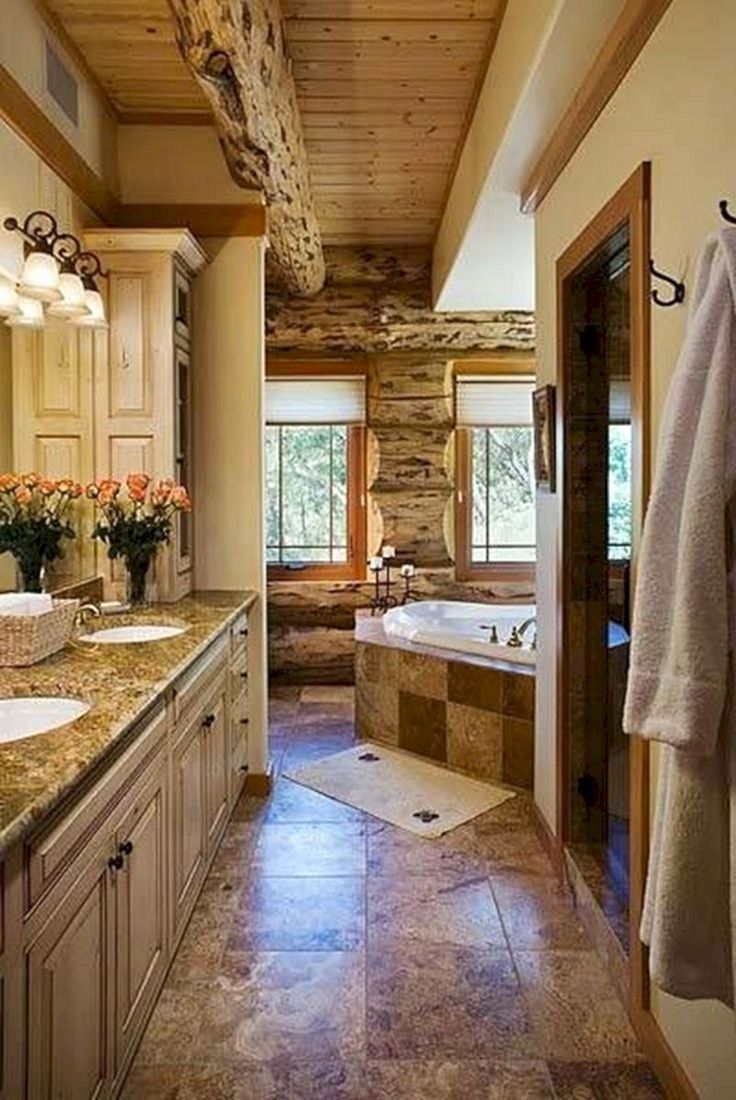 30+ Beautiful Rustic Bathroom Design Ideas You Should Have It Log