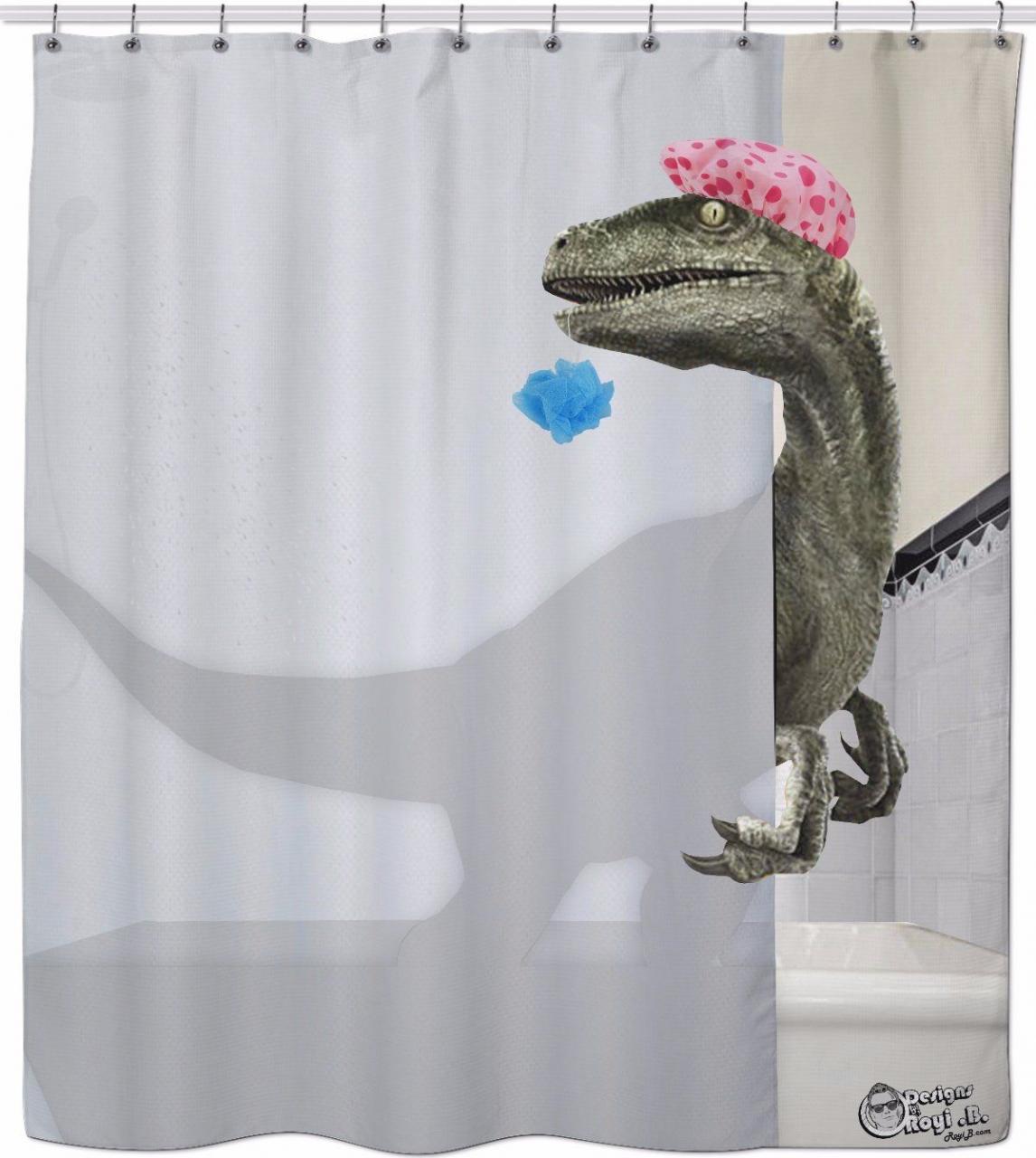 Velociraptor Shower Curtain Funny shower curtains, Bathroom shower