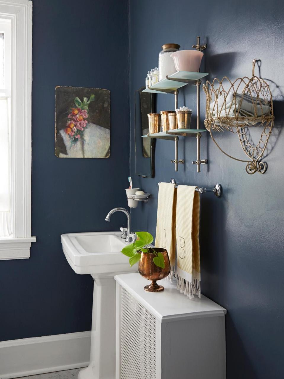 Navy Blue Bathroom Small bathroom colors, Masculine bathroom