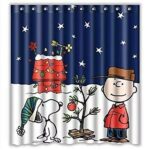 Eaiven Snoopy Christmas Shower Curtain, Funny Charlie Brown Waterproof