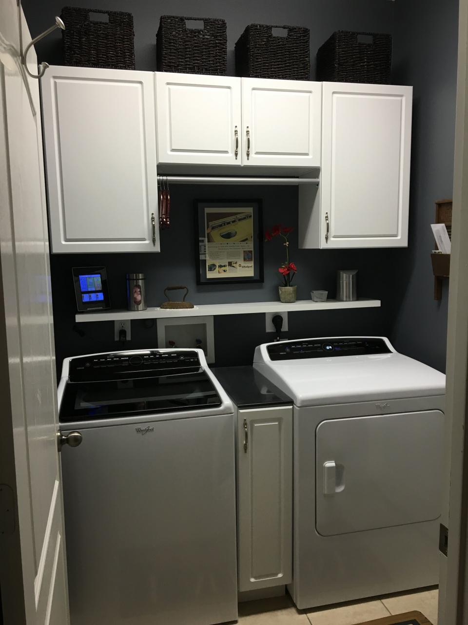 Laundry room remodel using from Home Depot and shelf from