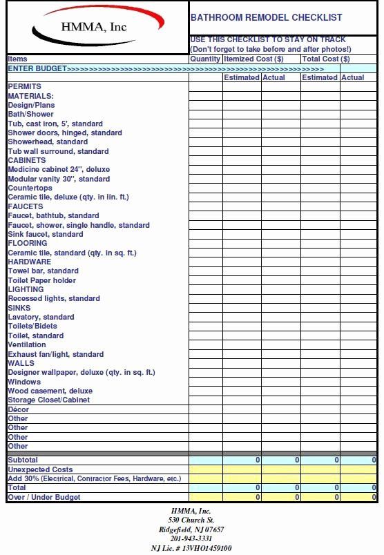 Bathroom Estimate Template Kayra Excel