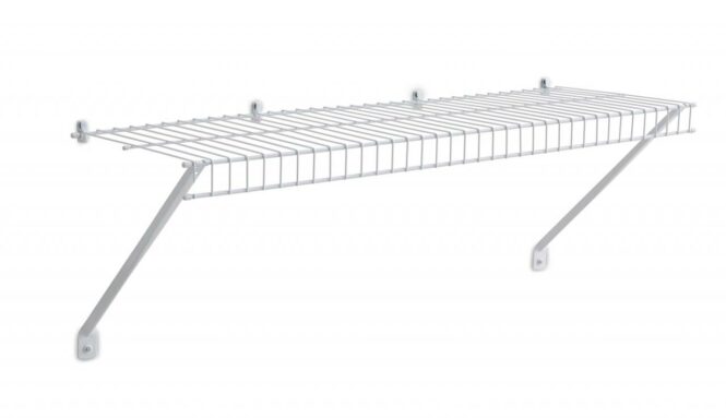 Rubbermaid 3ft x 12in White Fixed Mount Wire Shelf in the Wire Closet