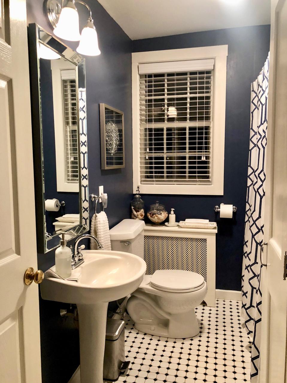Redecorating a Guest Bathroom Blue bathroom, Silver bathroom, Guest