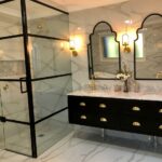 Traditional bathroom with black accents featuring the Ivory 72inch