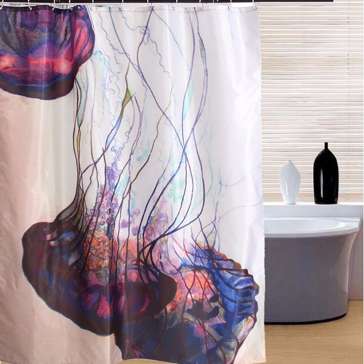 Ocean Jellyfish Shower Curtain Ink Print Bath Decor Bathroom shower