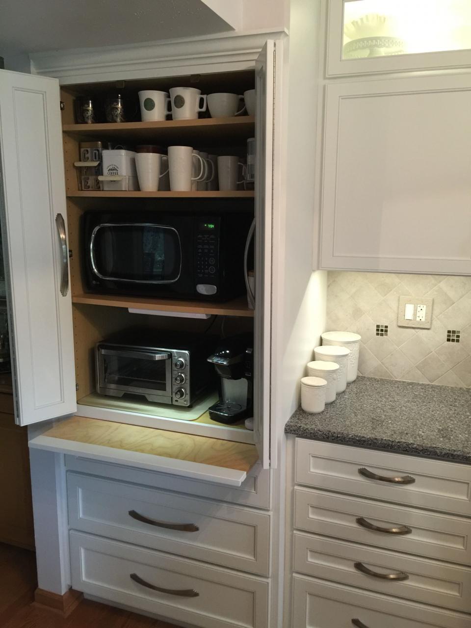 No counter clutter. Appliance Microwave, toaster oven, coffee