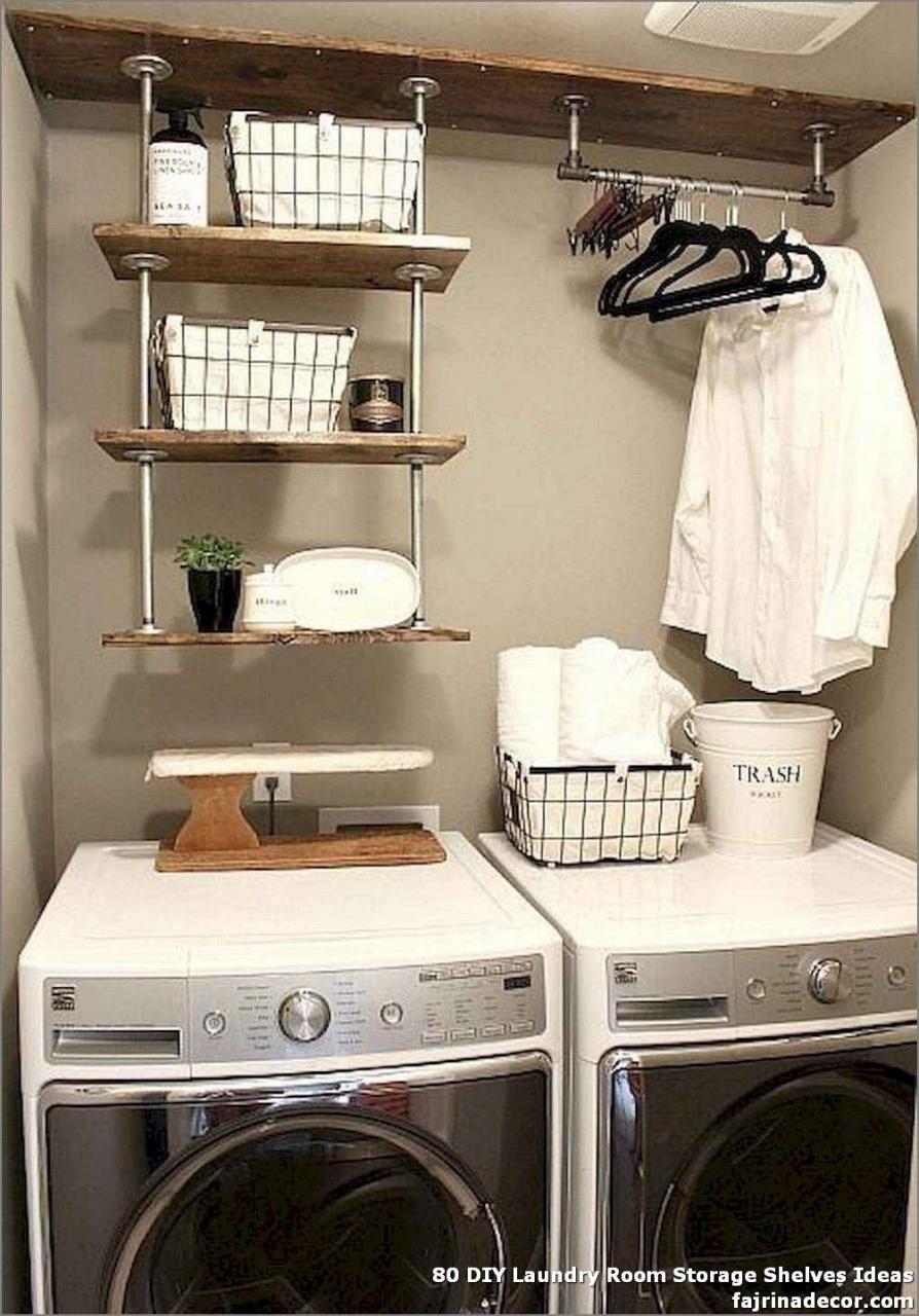 80 DIY Laundry Room Storage Shelves Ideas Small laundry room