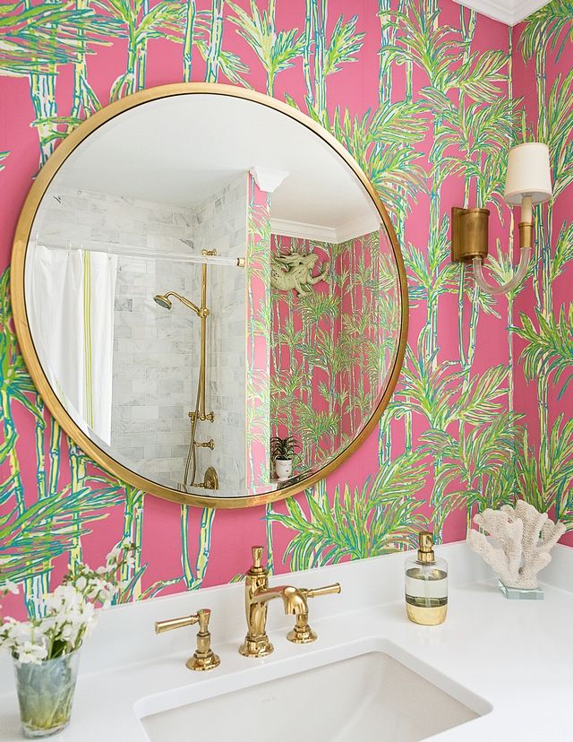 Lilly Pulitzer for Lee Jofa, "Big Bam" in Hotty Pink Wallpaper Fun
