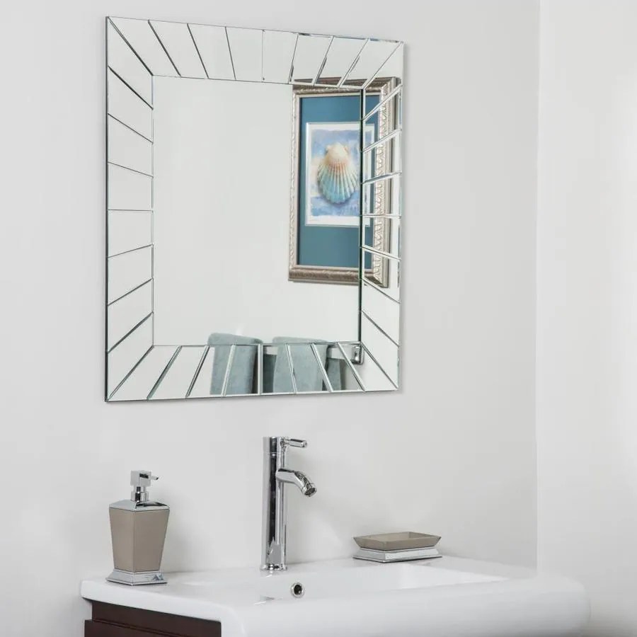 Decor Wonderland 27.5in Silver Square Frameless Bathroom Mirror at