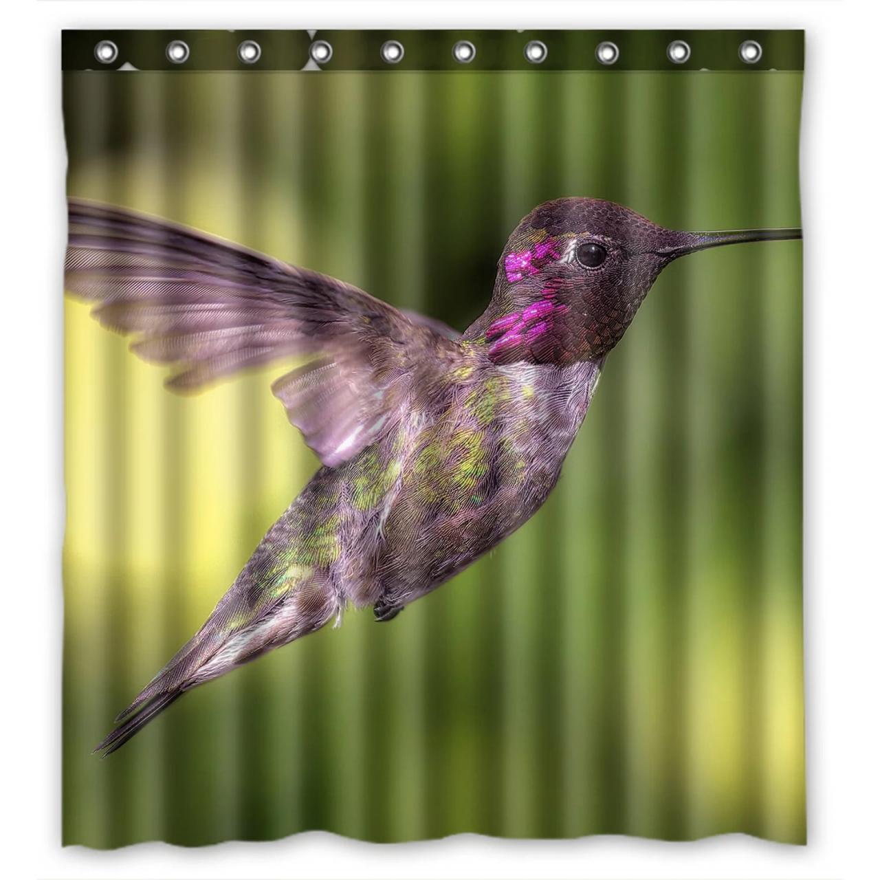 ZKGK Hummingbird Waterproof Shower Curtain Bathroom Decor Sets with