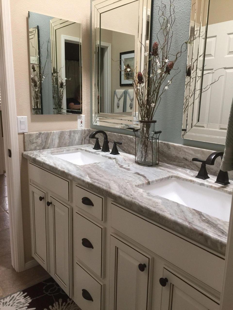 Cream With Grey Countertop Bathroom In 2019 Bathroom Masterbathroom 