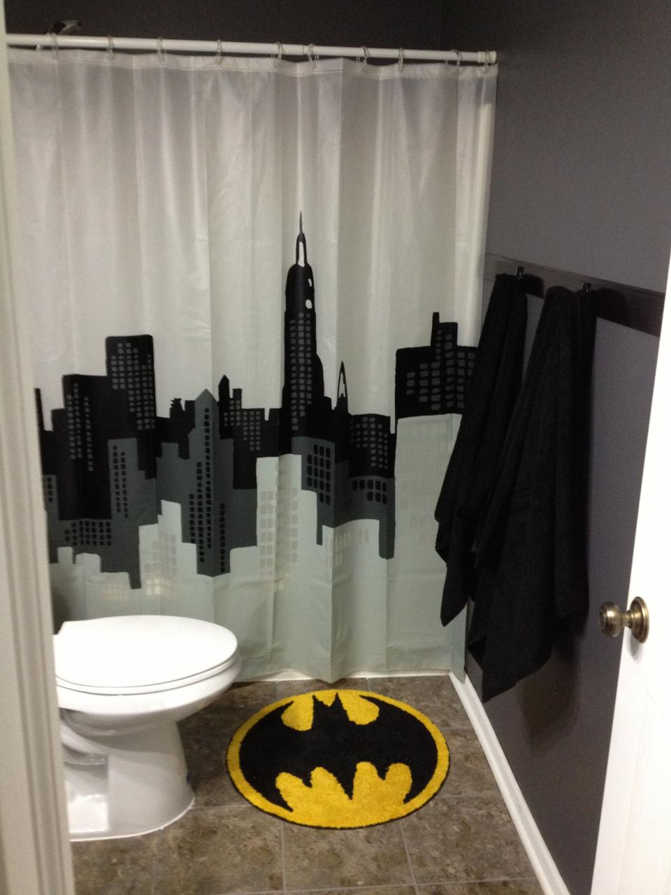 Batman bathroom that can be easily changed when the boys get older