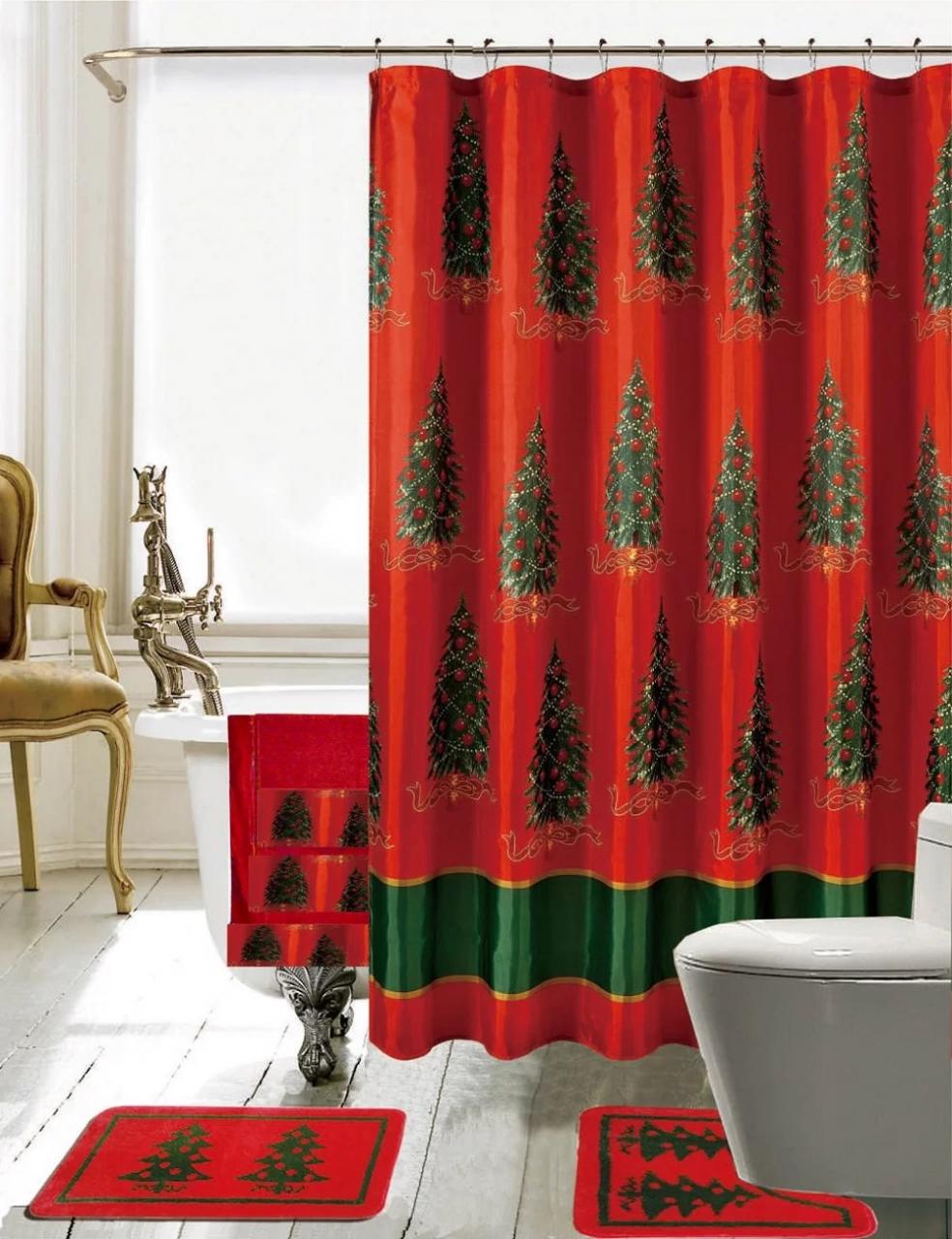 Daniels Bath Christmas Bathroom Decor 18 Piece Shower Curtain Set eBay