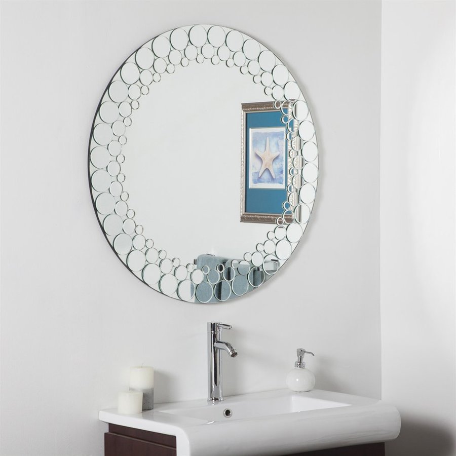 Decor Wonderland Circles 35in Round Bathroom Mirror in the Bathroom