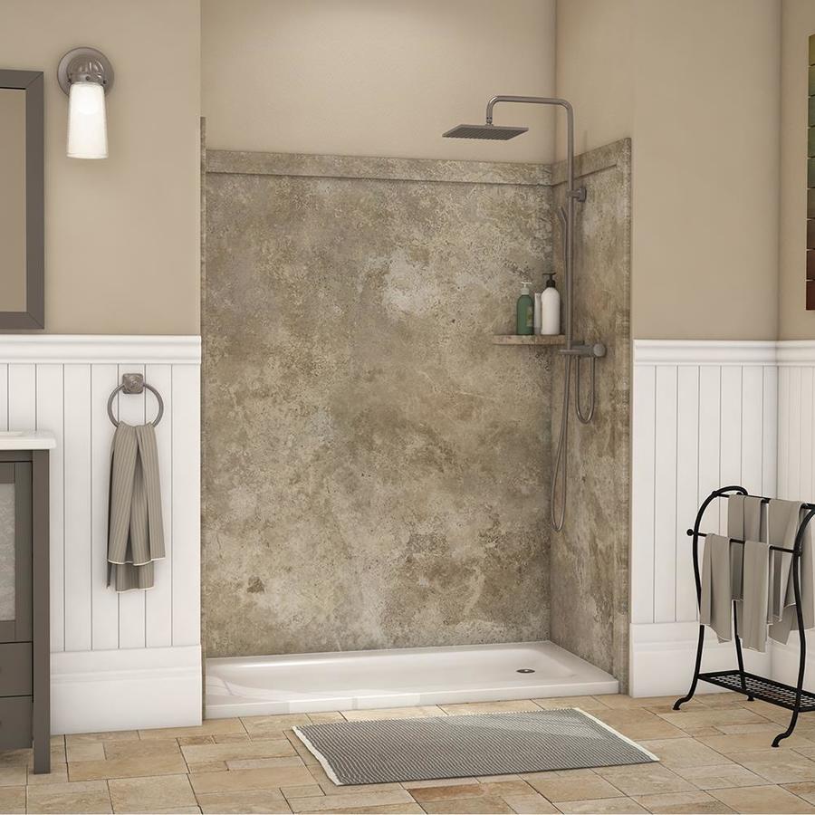 FlexStone Adaptable Mocha Travertine Panel Kit Shower Wall Surround (60