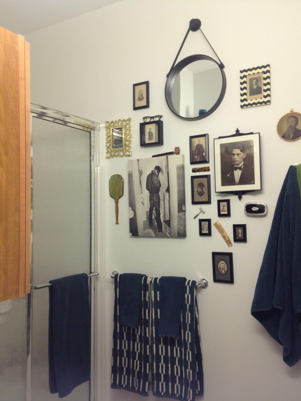 Modern, vintage, hipster, mens, grooming, bathroom, decor Man Bathroom