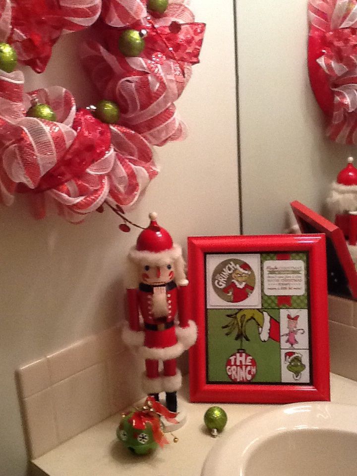 New this yeargrinch bathroom!! Christmas decorations, Christmas