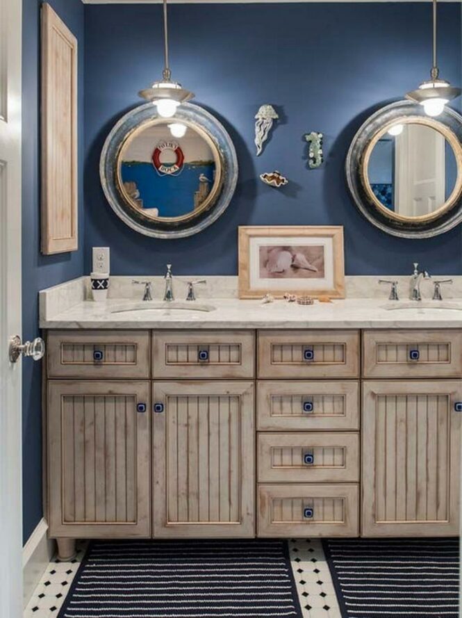 50+ Incredible Coastal Style Nautical Bathroom Designs Ideas Nautical