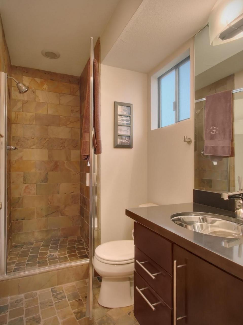 Small Bathroom Features EarthTone Tile HGTV