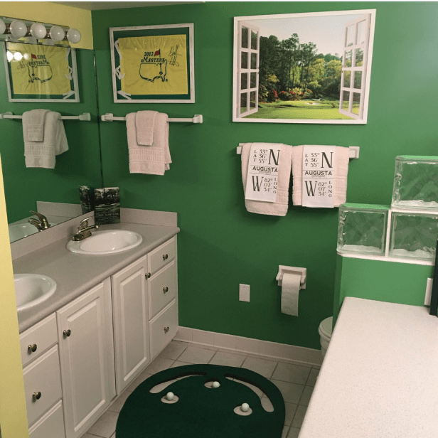 This Mastersthemed bathroom is a beautiful sight to behold This is