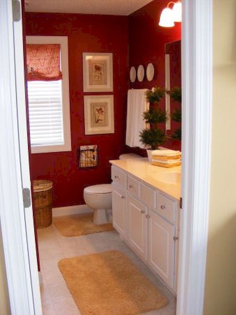 50 Magnificient Red Wall Design Ideas For Bathroom ROUNDECOR Red