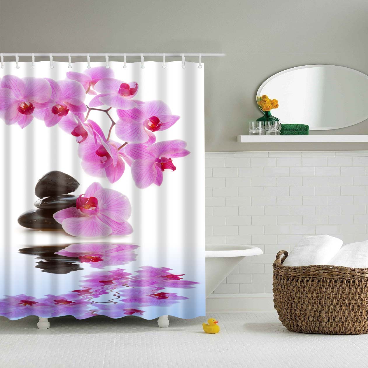 Cherry Blossom Shower Curtain Spring Season Pink Flower Bathroom Decor