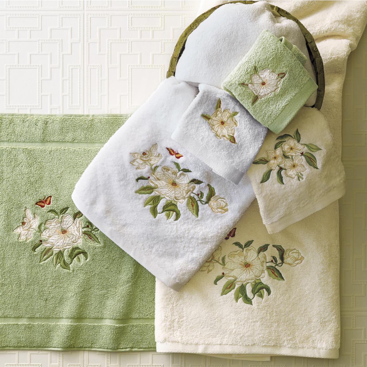 Magnolia Embroidered Towels Gump's