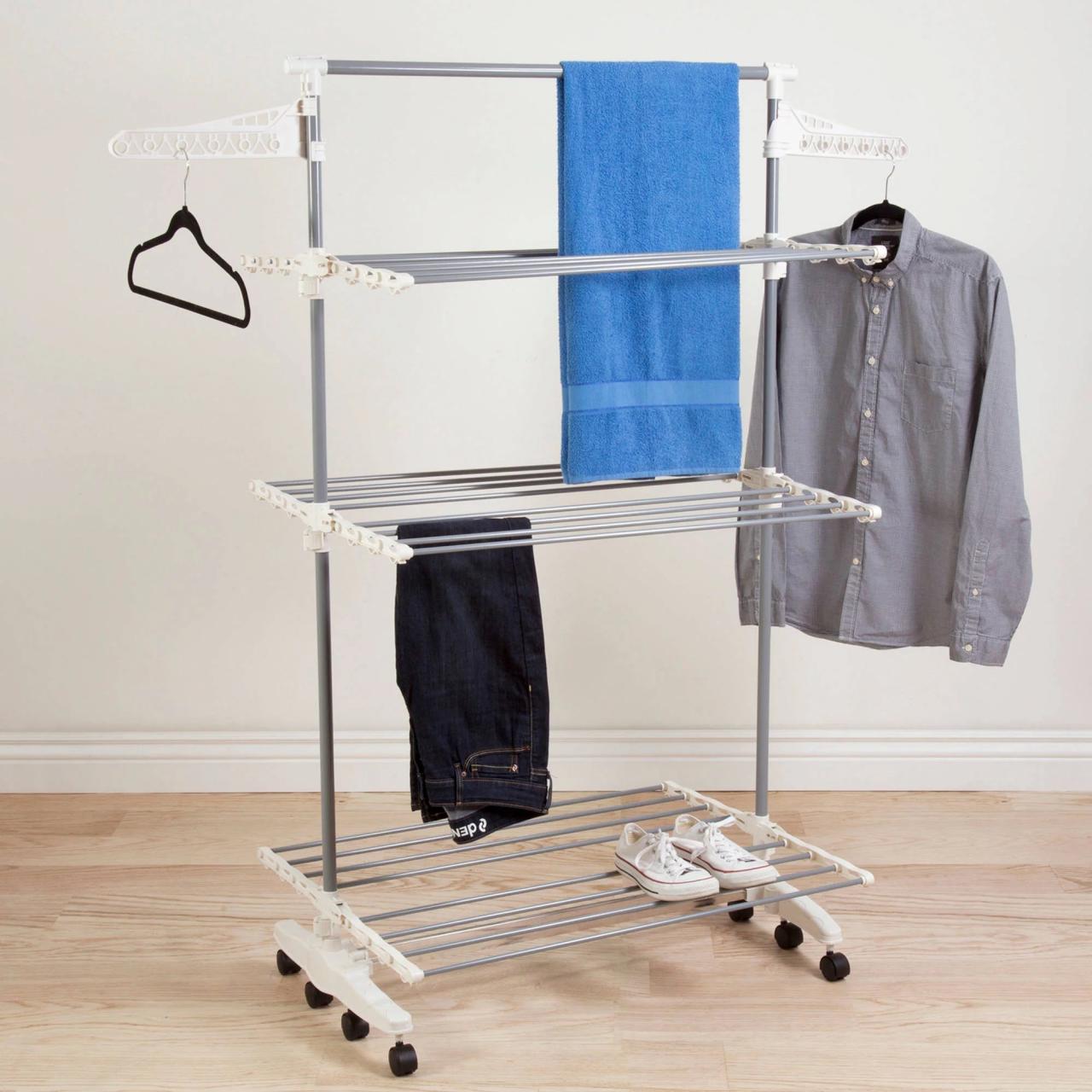 Heavy Duty 3 Tier Laundry Rack Stainless Steel Clothing Shelf by