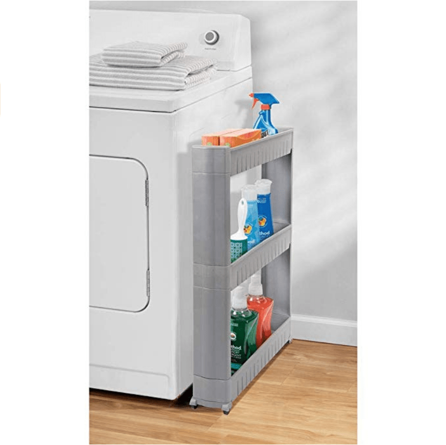 mDesign Portable Slim Plastic Rolling Laundry Utility Cart Organizer