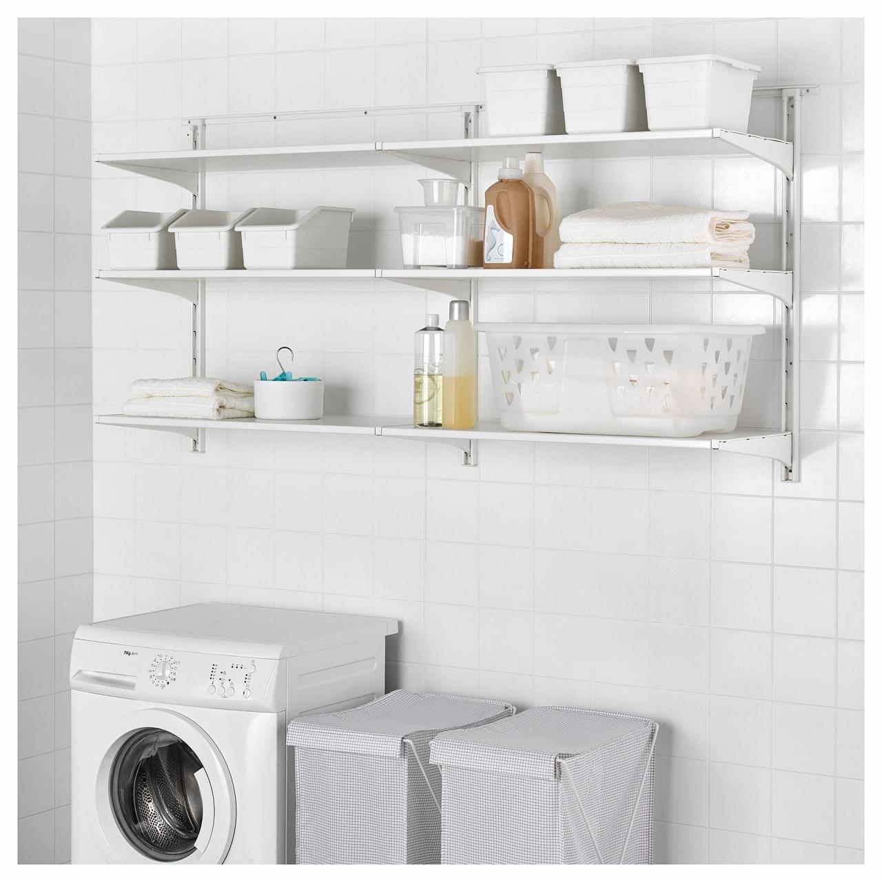 IKEA ALGOT White Wall upright/shelves Algot, Laundry room design