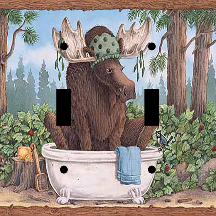 Moose Bathroom Bath Wildlife DOUBLE Style Toggle Light GFI Rocker