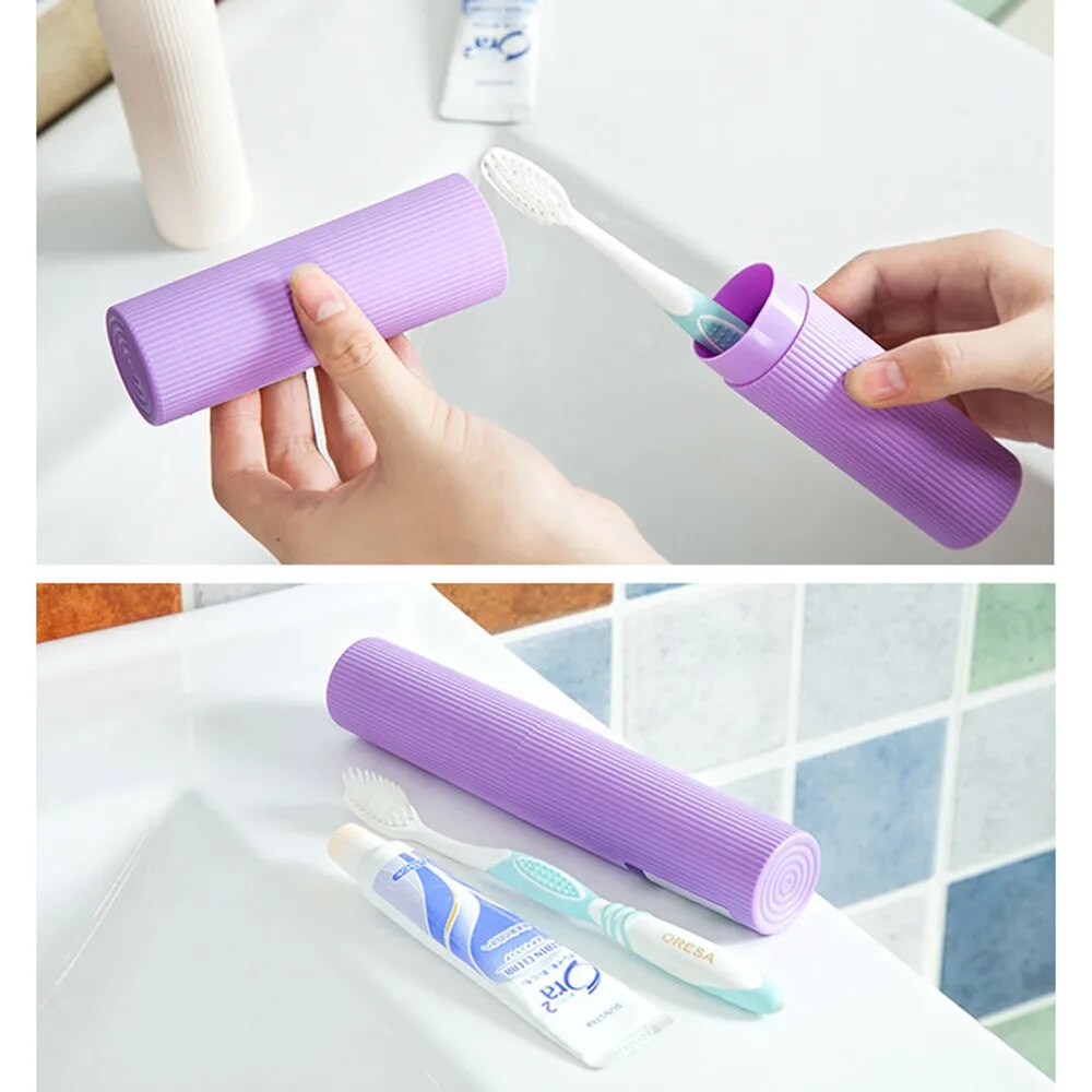 1PCS Fashion Travel Portable Toothbrush Toothpaste Storage Box Pink