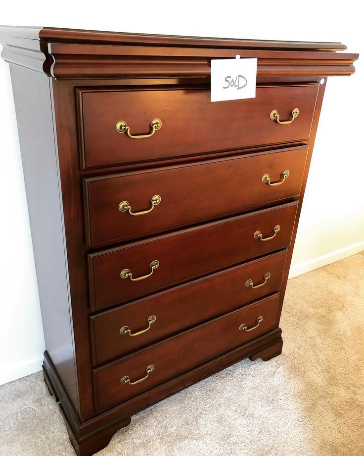 5drawer wooden dresser with secret compartment at top SOLD! . . Don