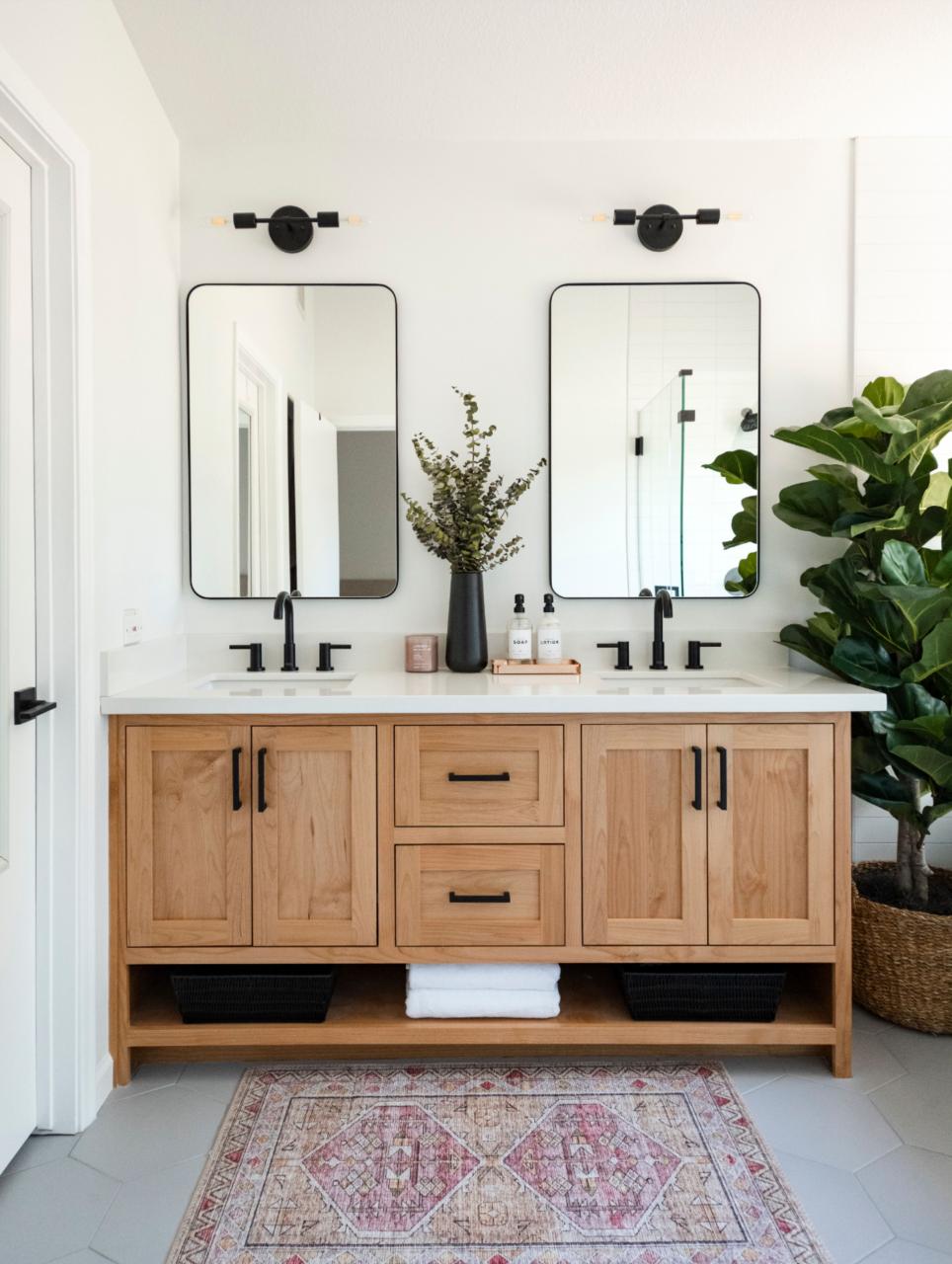 Natural Wood Bathroom Vanity Wood bathroom vanity, White master
