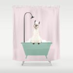 Buy Llama Enjoying Bubble Bath Shower Curtain by bignosework. Worldwide