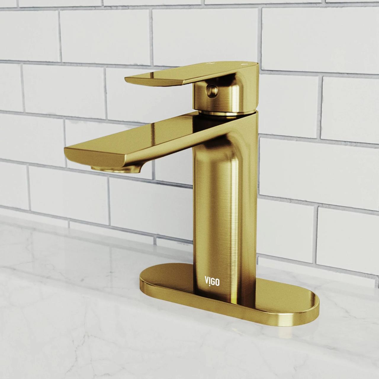 VIGO Davidson Single Hole Bathroom Faucet with Deck Plate in Matte