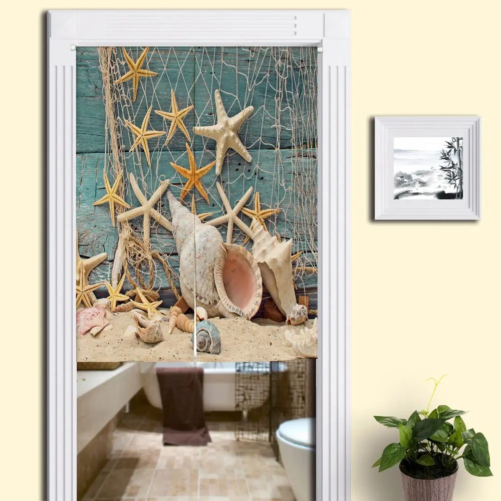 [32 OFF] Beach Starfish Bathroom Decor Door Curtain Rosegal