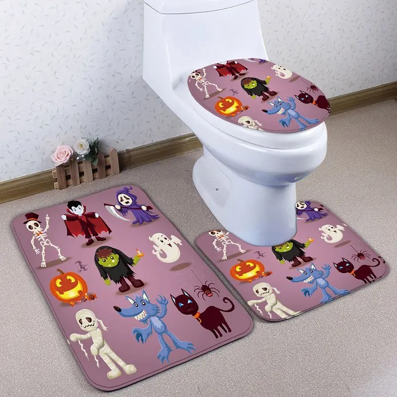 [47 OFF] 3Pcs/Set Bathroom Decor Halloween Bath Toilet Rug Rosegal
