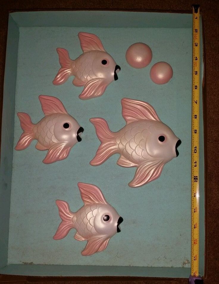 Vintage 1960 Miller Studio Chalkware Fish Bathroom Wall Plaques Hang w